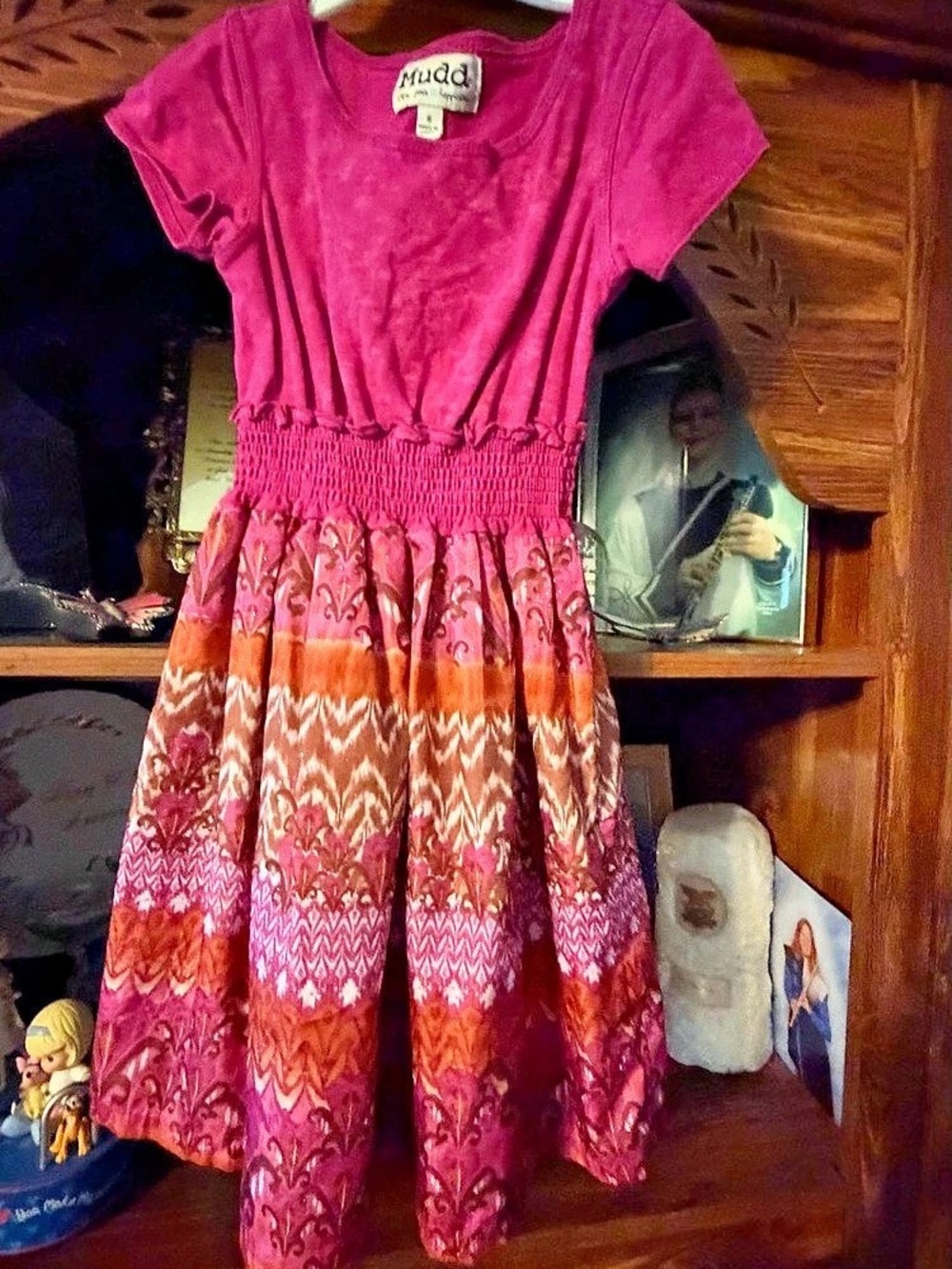 Mudd Girls Geometric Dress Pink & Orange Size Small